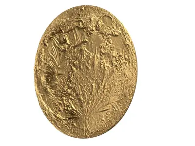 moon carved decor Bas-Relief Set  3D print model