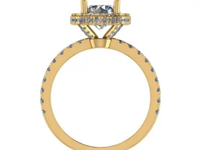 Unique halo style diamond ring 3D print model