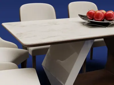 Modern Wood Table 6 seats 2 3D model