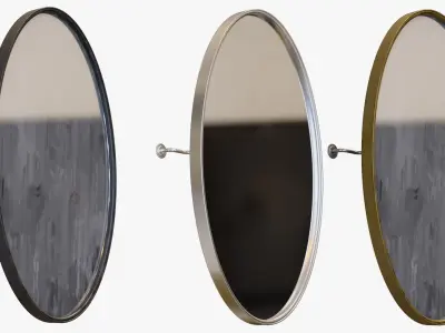 Wall Mirror Oval Shape with Crack and PBR textures Options Low-poly 3D model