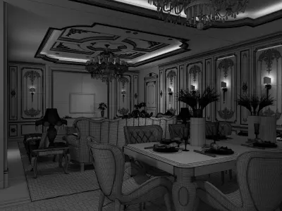 Luxury VIP Living scene 3D model