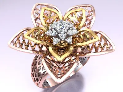  Mesh flower ring - Italian rings - Womens Rings - N6702 3D print model