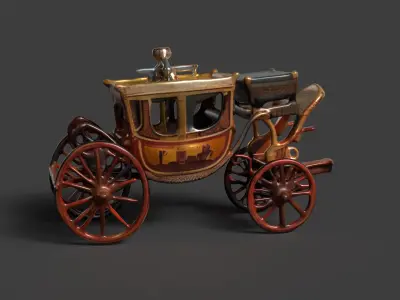 Chinese ancient carriage figure  Low-poly 3D model Low-poly