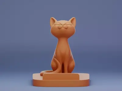 Cute Sitting Cat Phone Holder 3D Printable Stl Model 3D print model
