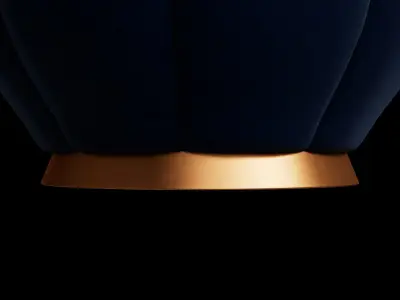 Curved Blue Velvet Ottoman 3D model
