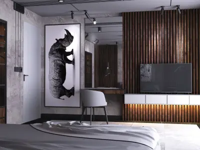 Modern Bedroom And Kitchen 3D model