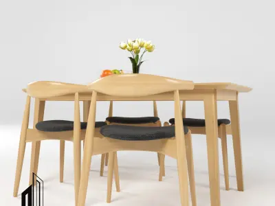 Dining Table Set 3D model buy