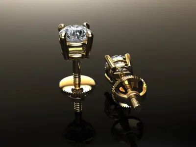 4-Prong Solitaire Earring 3MM50 3D print model