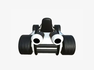 Cartoon Kart I08 White - Vehicle Racing Design Low-poly 3D model