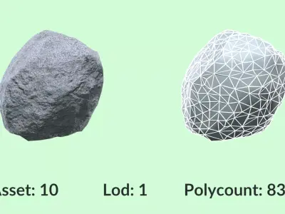 Granite Rocks Pack Vol 2 Game and VFX Asset Collection Free low-poly 3D model