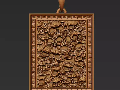 Skulls silver pendant 3D print model
