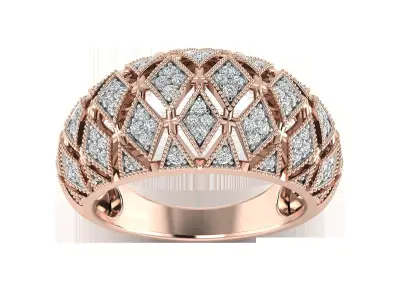 Light Weight Rose Gold Diamond Ring  -R-3924 3D print model