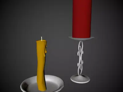 Candles with Holders 3D model