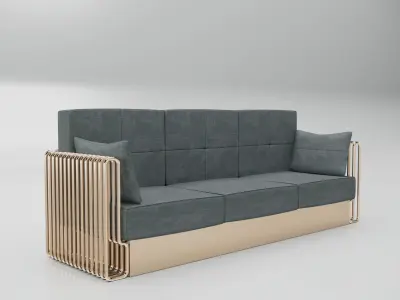 Brass And Grey Modern 3D Sofa 3D model