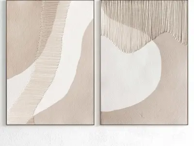 Plaster Two Photo Frame 344 Low-poly 3D model