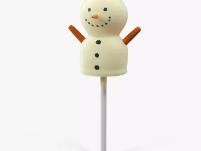 Cake Pop Snowman Low-poly 3D model