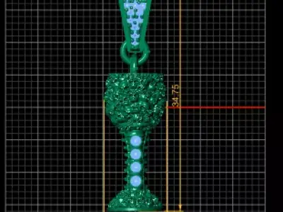 Golden Royal Goblet Pendant  Luxury Cup Jewelry 3D Model  3D print model