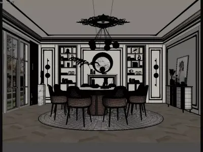 Modern Luxury Dining Room 3D Scene 3D model