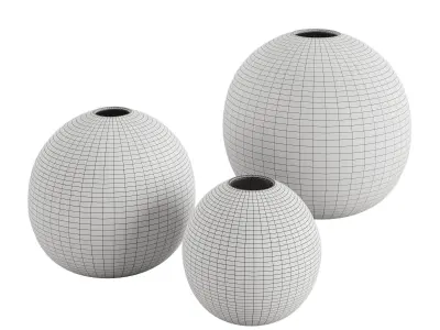 Elegant black Boho ceramic vase set 3D model