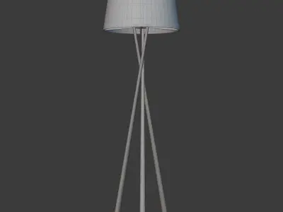 Wooden Tripod Floor Lamp 3D model