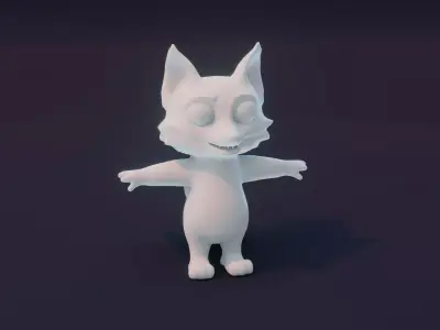 Cartoon Fox Animated and Rigged Base Mesh 3D Model Low-poly 3D model