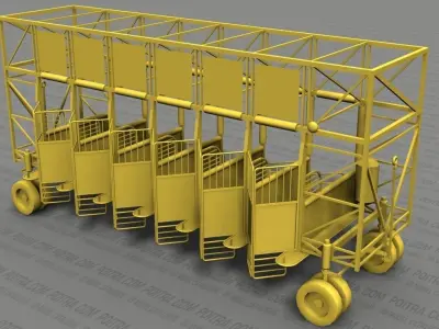 Gate - Start Gate for Horse Racing - 6 Stalls - Textured -  3D model