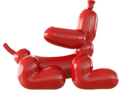 Red balloon dog sculpture 3D model