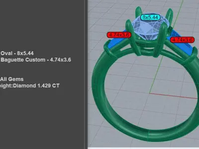 1 carat Oval engagement ring 3D print model