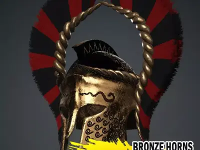 Spartan Royal Helmet v Bronze Horns Low-poly 3D model