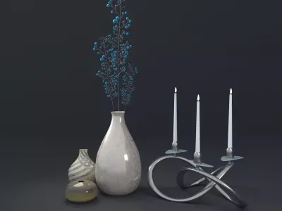 Vases and CandleHolder 3D model