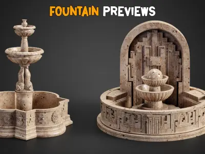 10 Ornamental Fountain Base Mesh   Vol 15 Low-poly 3D model