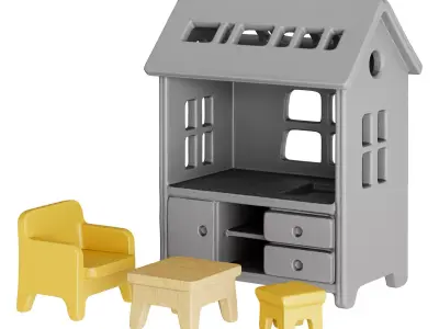Wooden Kids House Decor Low-poly 3D model