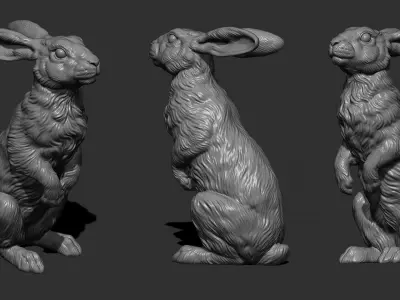 Hare sitting  3D print model