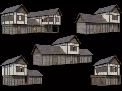 Medieval Village Pack  - 5 Assets - 4K Textures Game Ready Low-poly 3D model