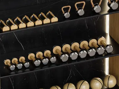 A set of yoga and fitness equipments 3D model