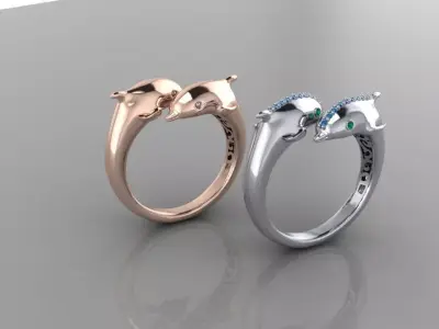 Dolphin ring JEWELRY RING  o3 3D print model