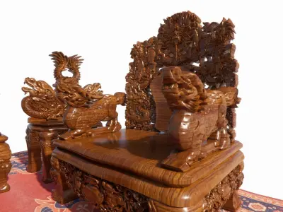 Classic China Dragon Sofa Low-poly 3D model