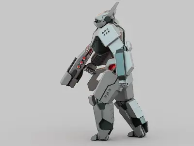 FIGHTER ROBOT XERA Rigged for Unreal Engine - Unity - MIXAMO  3D model