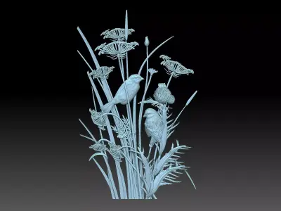 Birds long pole 3D print model