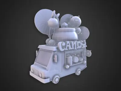 Asset - Cartoons - Food Car - Candy 3D model