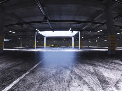 Parking garage with porsche sports car 3D model