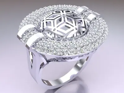  Mesh flower ring - Italian rings - Womens Rings - N6363 3D print model