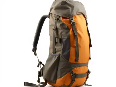 Orange Hiking Backpack model pack Low-poly 3D model
