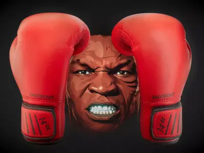 Boxing Gloves 14 Oz - Red Low-poly 3D model