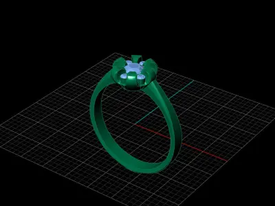 STL 3DM Print Ready Women Diamond Ring Lightweight Printable  3D print model 29