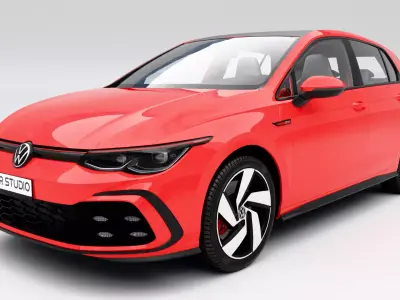 Volkswagen Golf GTI 2021 Low-poly 3D model