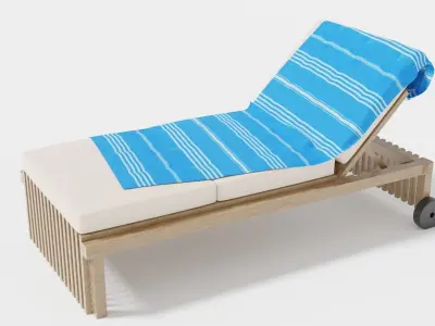 Sun Lounger Elegant Wood 3D model