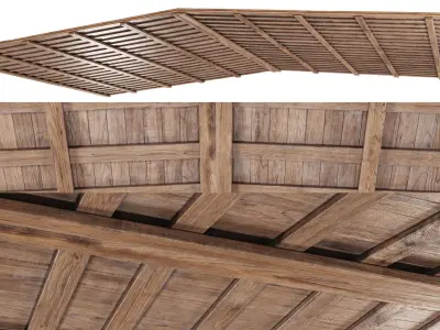 Gable Wooden Ceiling V3  3D model