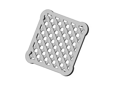 Square arabic panel lattice screen mesh carved scrolls relief 3D print model