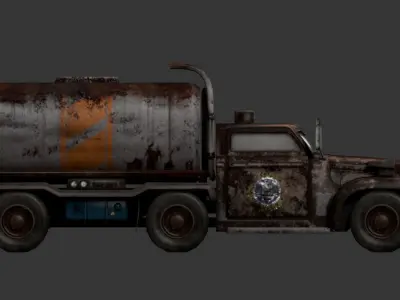 3D model of a rusty old truck Low-poly 3D model